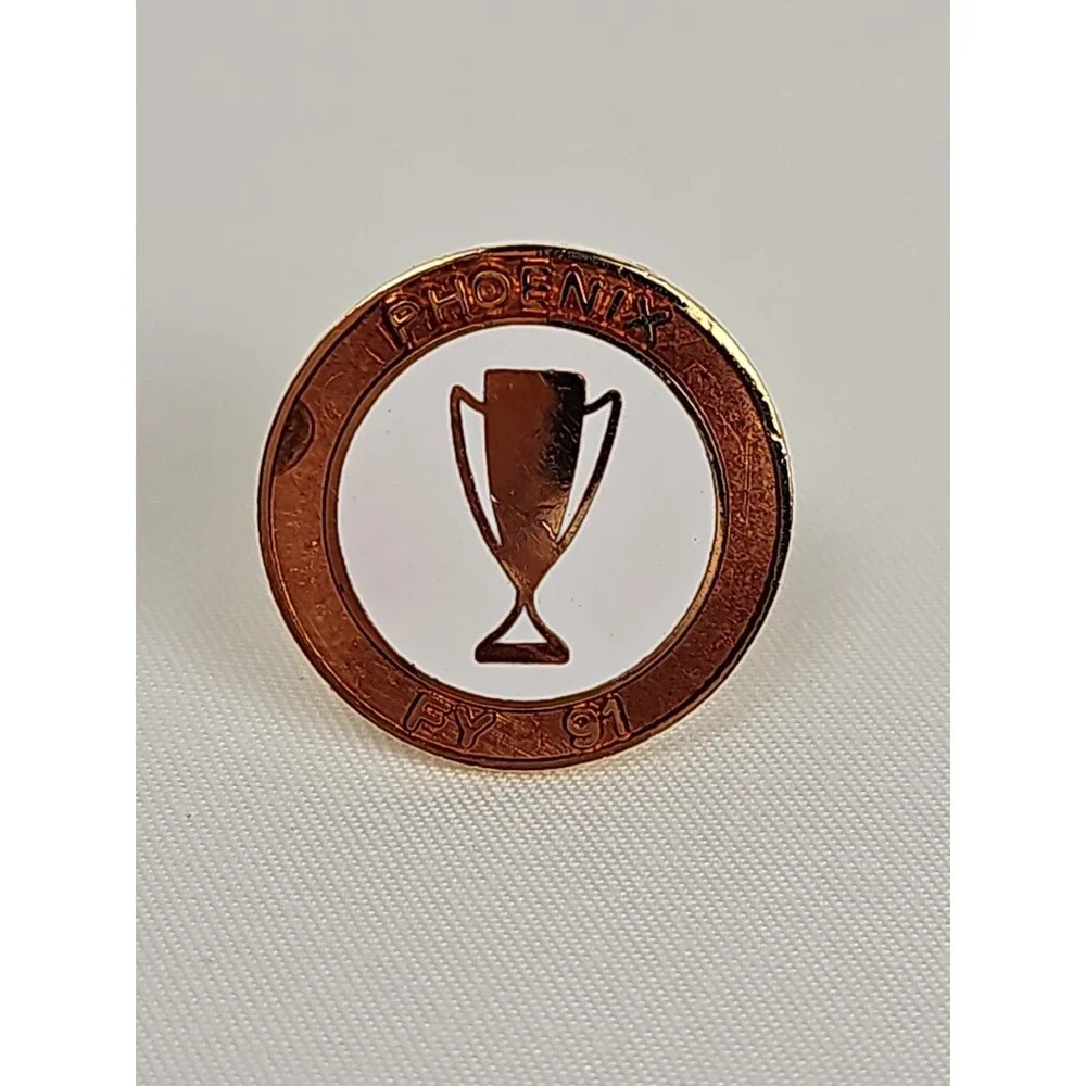Vintage PHOENIX FY 91 Employee Recognition Award Trophy Lapel Pin Gold Tone